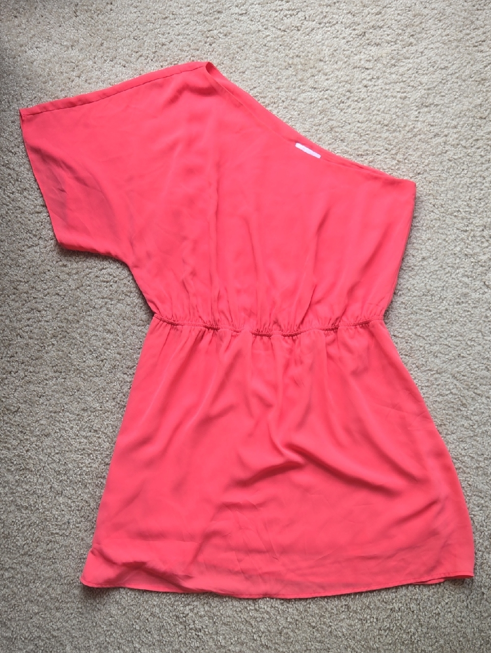 Pink Lily One-Shoulder Coral Tunic Dress